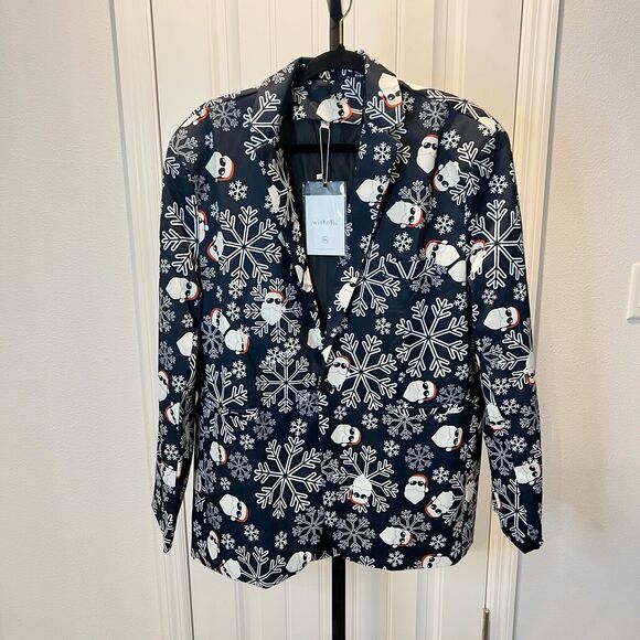 Wisholic 2 Piece Santa Suit Jacket and Pants Size 3X Santa Snowflakes Christmas - Picture 2 of 16